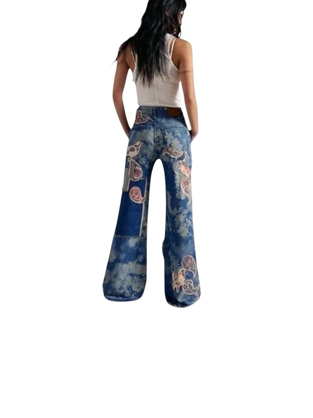Free People Flying High Patched Flare Denim Jeans NWT Size 27 $348 - Picture 3 of 4